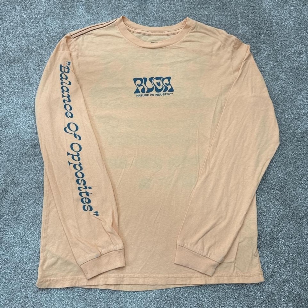 RVCA Peach Long Sleeve T-Shirt Small Surf Skate Casual Tee